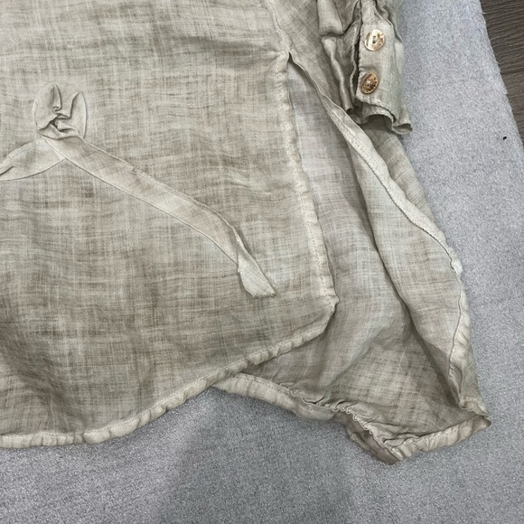 [M]Beulah Light Beige ASYMMETRICAL DETAIL A-LINE MIDI Ramie Linen SHIRT DRESS - Picture 4 of 11